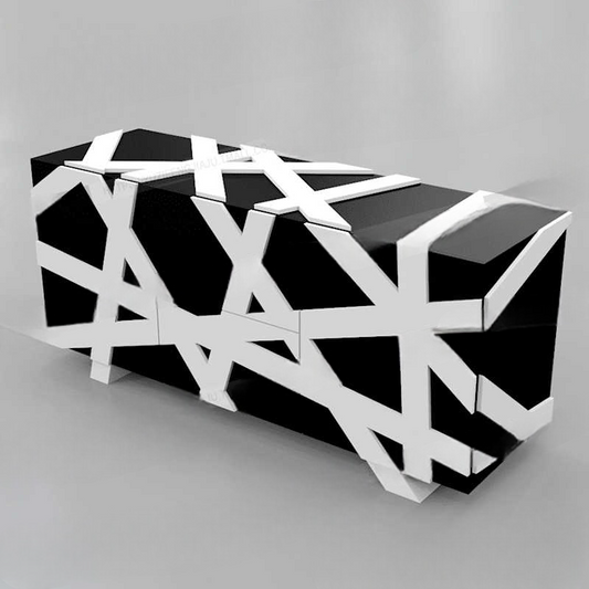 Minimalist Black White Creative Sideboard Cabinet, Artistic Storage Buffet for Living Room, Lacquer Display