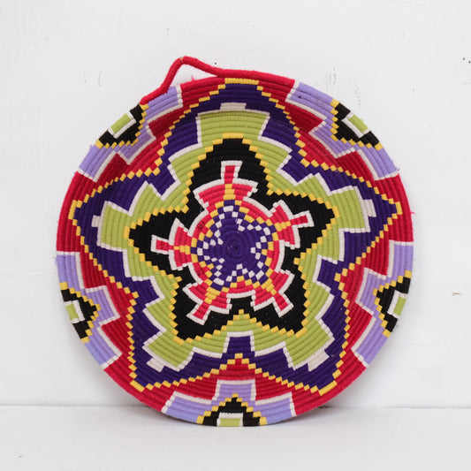 Moroccan Handmade Wall Basket, Khaki Woven Plate, Decorative Storage Tray