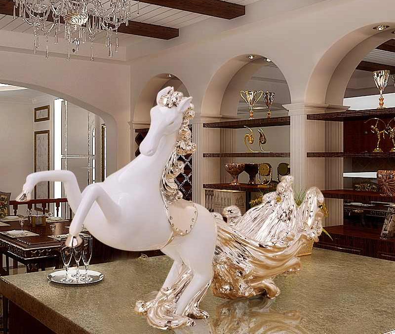 Golden Horse Wine Bottle Holder – Luxury Resin Decorative Figurine for Living Room, Wine Cabinet, or Gift