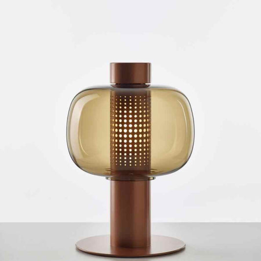 Postmodern Luxury Table Lamp, Cognac Glass – High-End Bedroom, Hotel, or Sales Office Decor