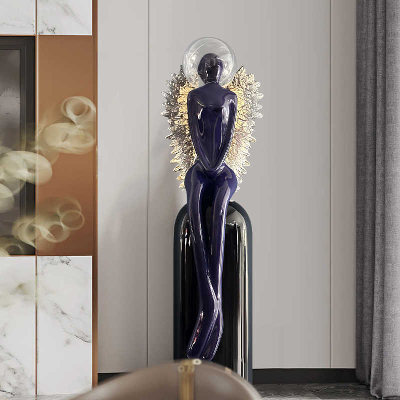 Modern Abstract Human Sculpture, Tall Minimalist Art Figurine for Hotel Lobby, Living Room & Showroom Decor, Unique Floor Statue Accent 39" High