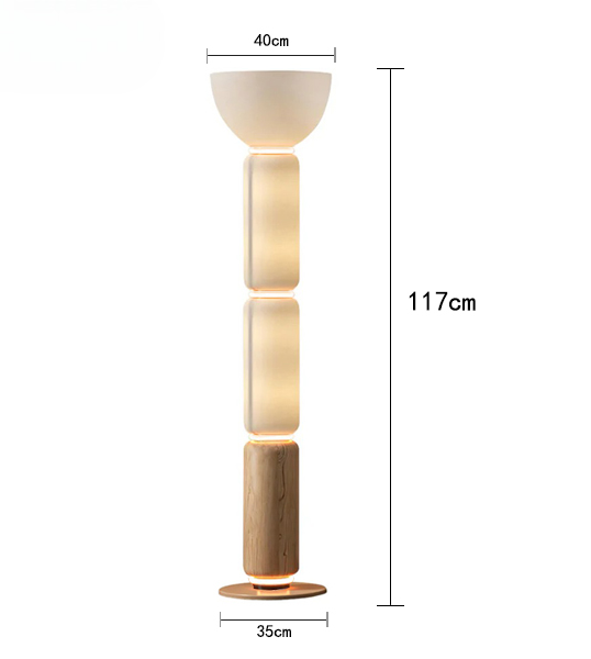 Designer Modern Minimalist Glass and Wood Floor Lamp, Ambient Light for Living Room, Hotel Lobby, Bedroom