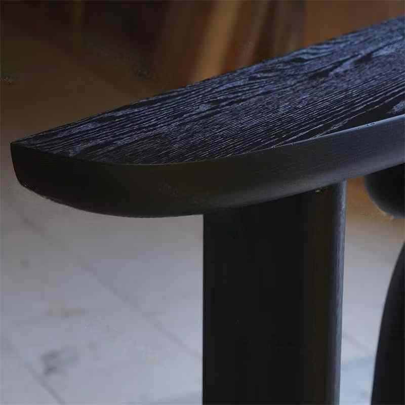 Narrow Black Ash Wood Console Table, Modern Creative Minimalist Entryway Table, Sculptural Hallway Display Desk for Small Spaces