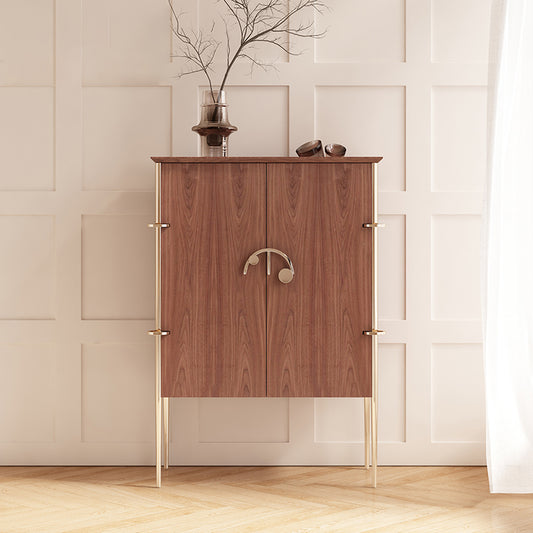 Modern Luxury Solid Wood Wine Cabinet, Contemporary High-End Buffet Sideboard for Living Room & Dining Room