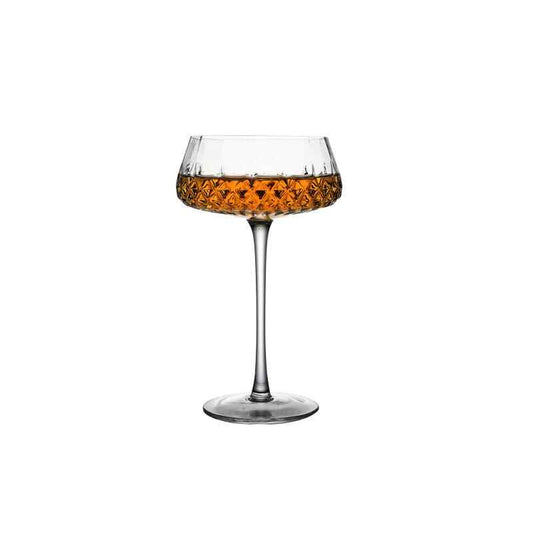 Vintage Crystal Coupe Cocktail Glass 350ml – Elegant Diamond Patterned Stemware for Cocktails, Champagne & Wine – Single Retro Crystal Glass