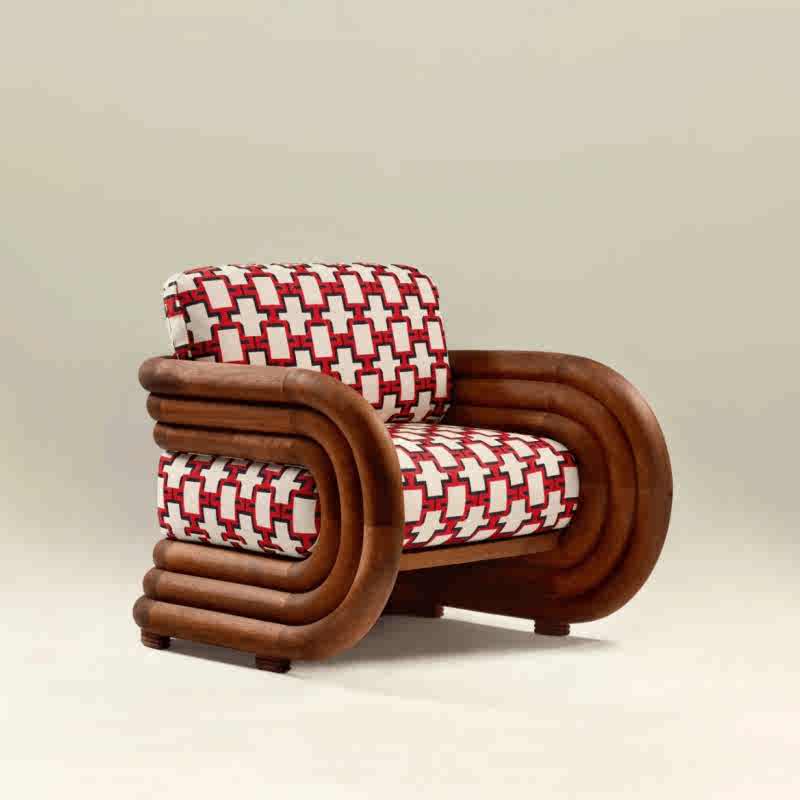 Modern Minimalist Solid Wood Designer Lounge Chair, Premium Accent Armchair for Hotel, Club, Villa & Living Room