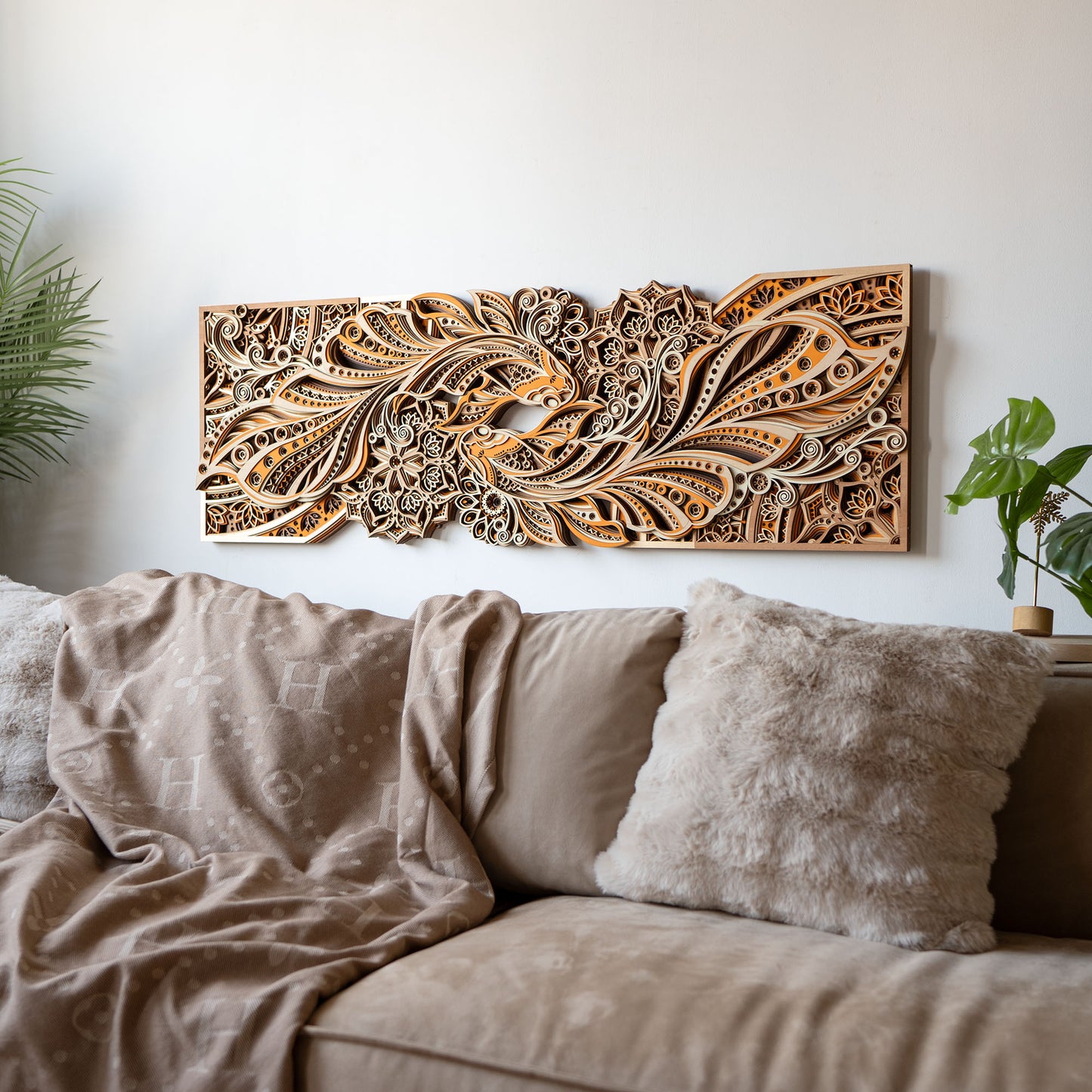 Gold Orange Modern 3D Layered Wall Art – Frameless Luxury Vertical & Horizontal Decorative Panel for Living Room, Entrance, Bedroom, Dining Area