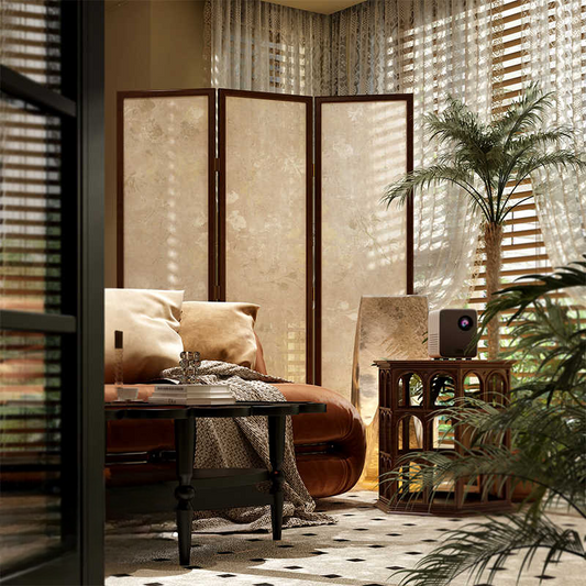 Vintage Floral Folding Screen, High-End Solid Wood Room Divider, Three-Panel Movable Partition for Living Room, Entryway, Boutique Home & Shop Decor