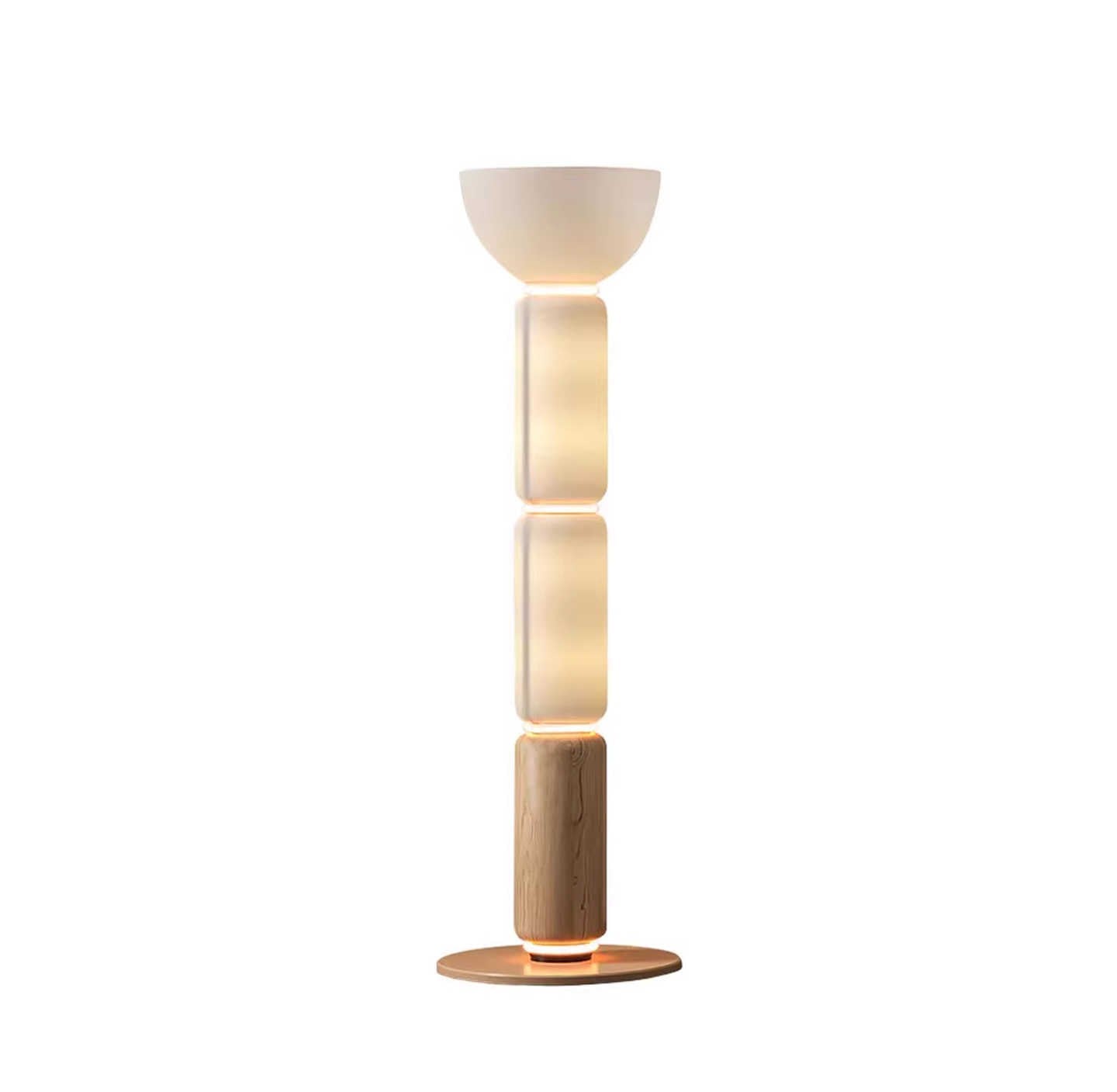 Designer Modern Minimalist Glass and Wood Floor Lamp, Ambient Light for Living Room, Hotel Lobby, Bedroom