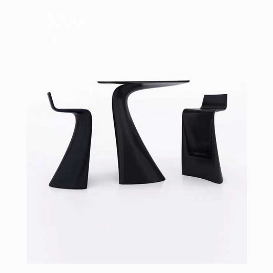 Modern Minimalist Fiberglass Bar Table & Chair Set, Sculptural Designer Outdoor/Indoor Seating Combo