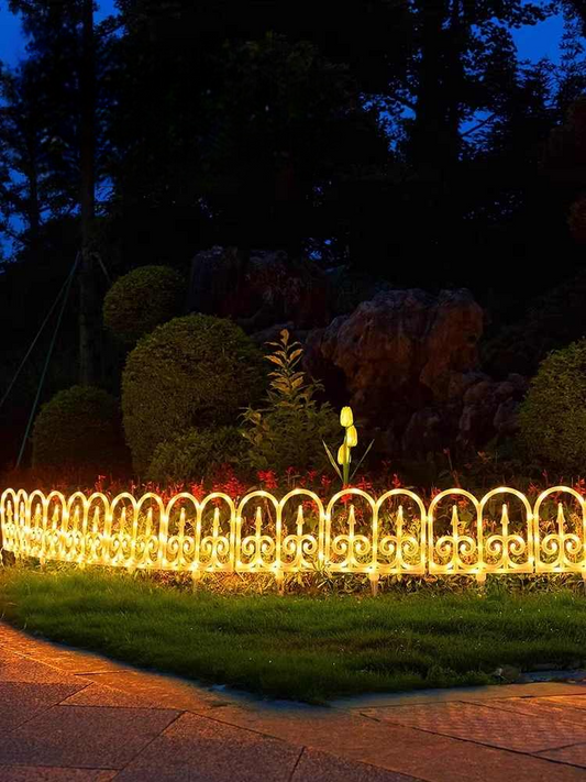 Solar Powered LED Garden Fence Lights – Outdoor Colorful Decorative Lighting for Christmas, Courtyard, Lawn and Patio