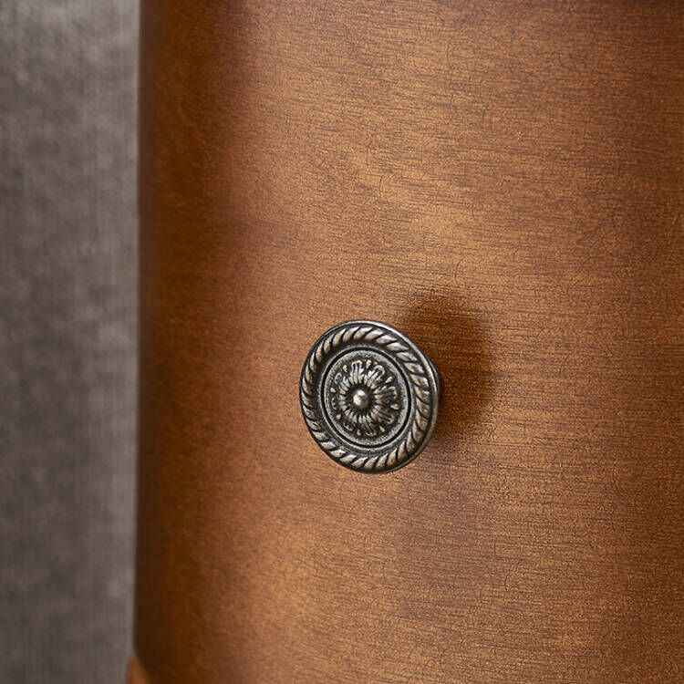 European Style Walnut Finish Sofa Side Table, Small Solid Wood Nightstand with Two Drawers for Living Room, Bedroom, Corner Accent