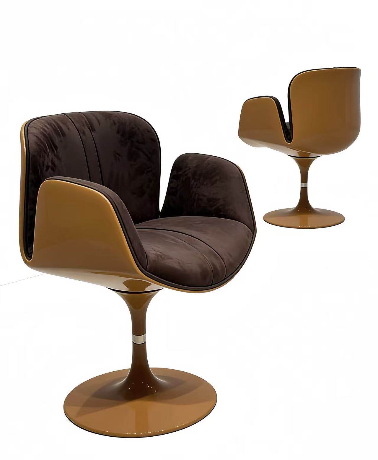 Swivel Accent Chair, Upholstered Lounge Armchair with Glossy Pedestal Base for Living Room, Bedroom, Dining Room, Hotel, Reception and Modern Lounge Spaces