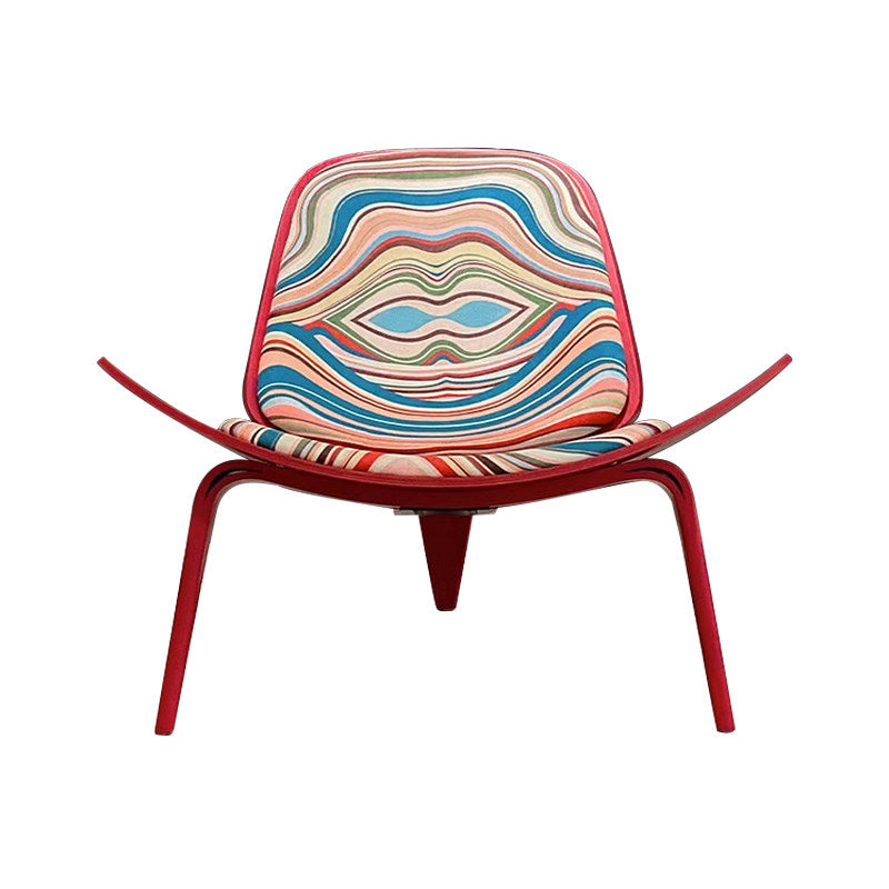 Curved Upholstered Lounge Chair, Red Accent Chair for Living Room