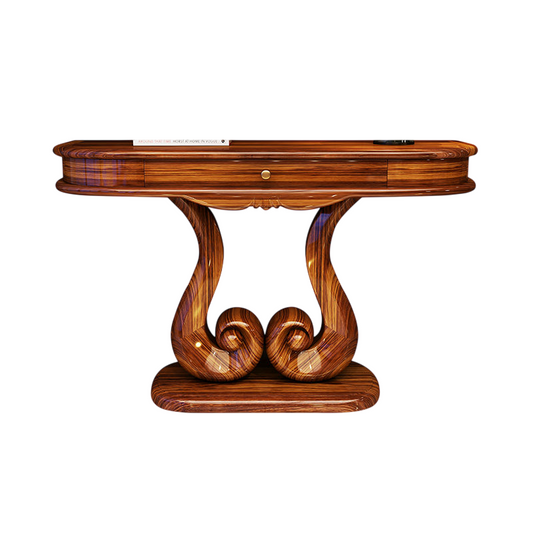 Wenge Wood Console Table with Drawer and Sculptural Base
