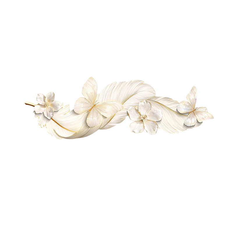 Modern White Floral Wall Art 39 x 14 Inch, 3D Feather Botanical Wall Decor