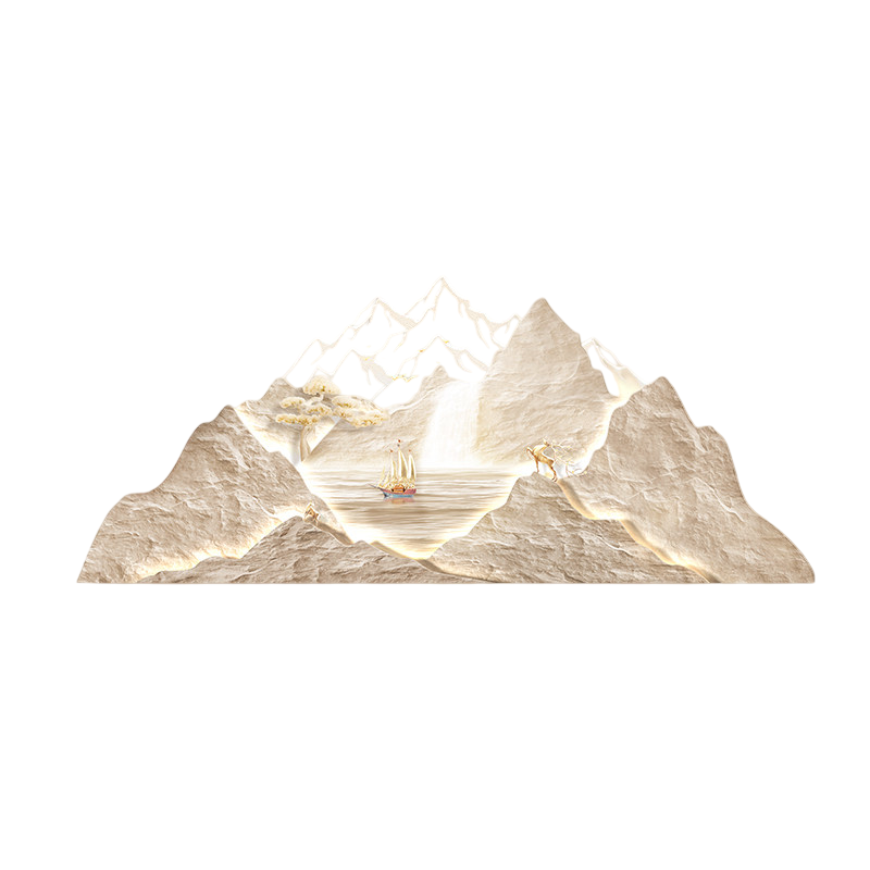 Modern 3D Mountain Wall Art 39 x 17 Inch, Textured Landscape Wall Decor