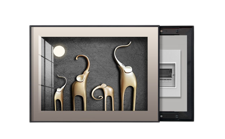 Modern Electrical Panel Cover Art 16 x 12 Inch, Elephant Sliding Wall Decor
