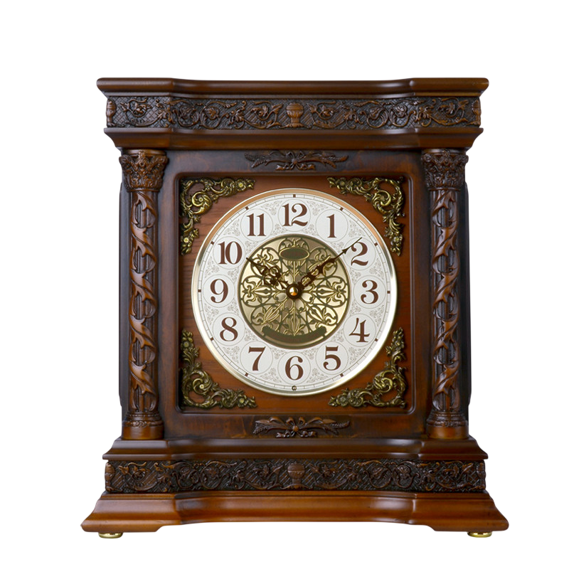 Vintage Solid Wood Mantel Clock with Hourly Chime, 8-Inch Analog Table Clock