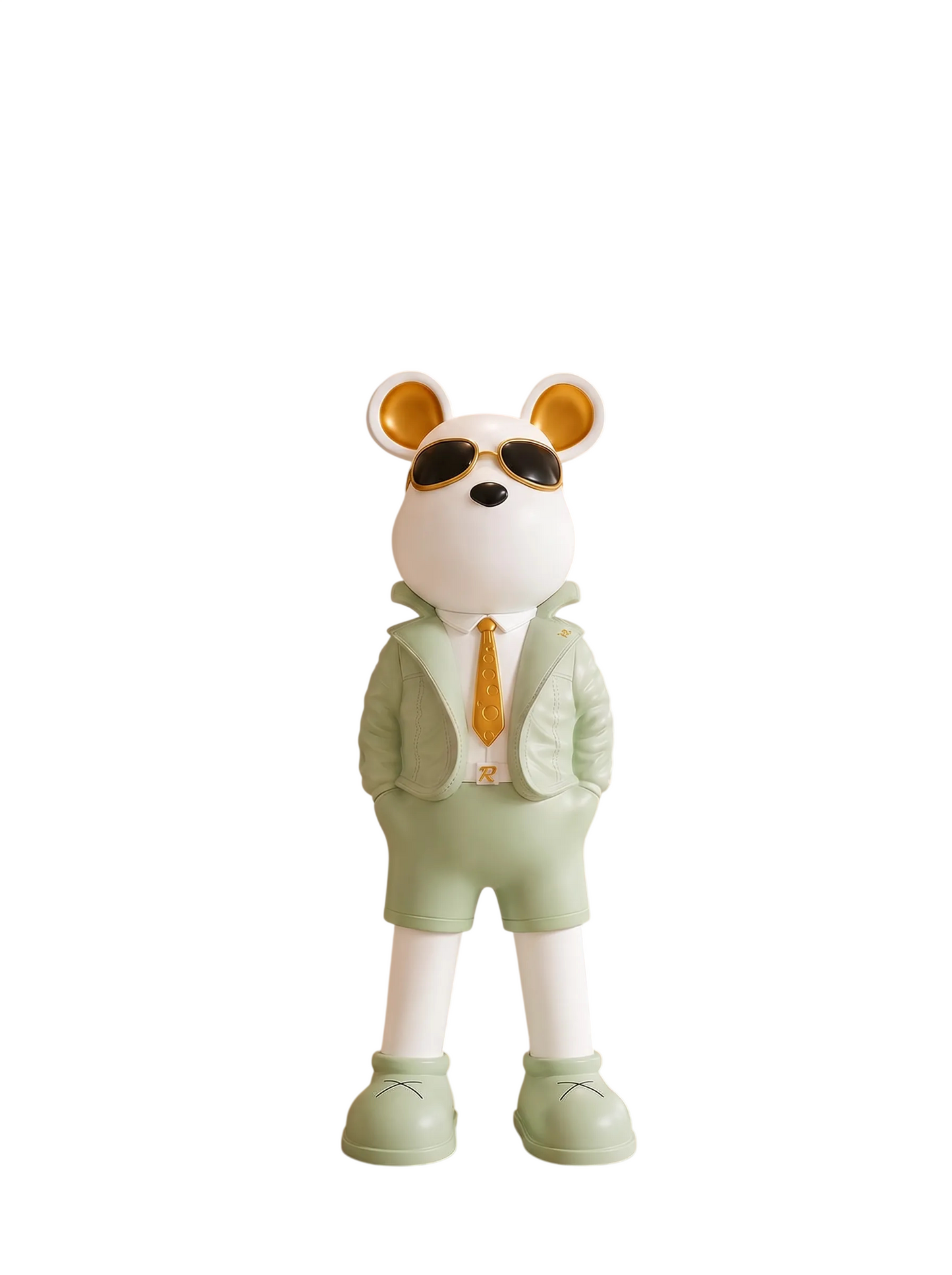 Large Decorative Mouse Statue with Bluetooth Speaker, Modern Freestanding Floor Figurine for Living Room, Entryway, Bedroom and Office, Mint Green