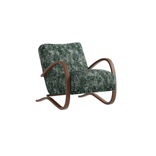 Green Botanical Print Upholstered Accent Chair with Carbon Steel Loop Frame, Modern Retro Single Lounge Armchair for Living Room, Bedroom, Balcony, Reading Nook and Apartment