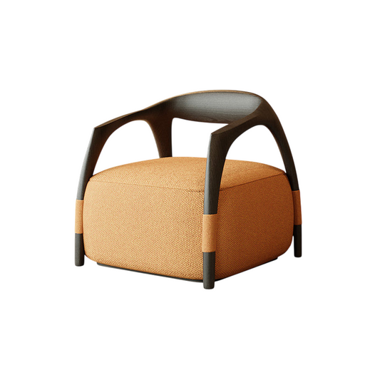 Orange Upholstered Accent Chair with Solid Wood Armrests