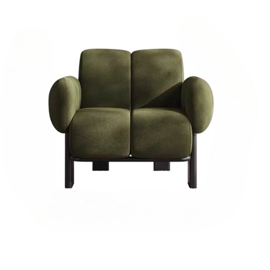 Olive Green Chenille Accent Chair with Padded Arms and Steel Frame