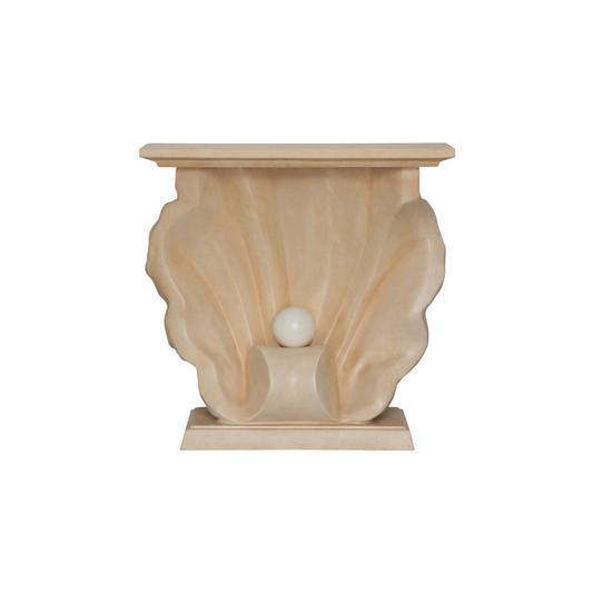 Ivory Shell Console Table with Pearl Accent, Sculptural Entryway Table
