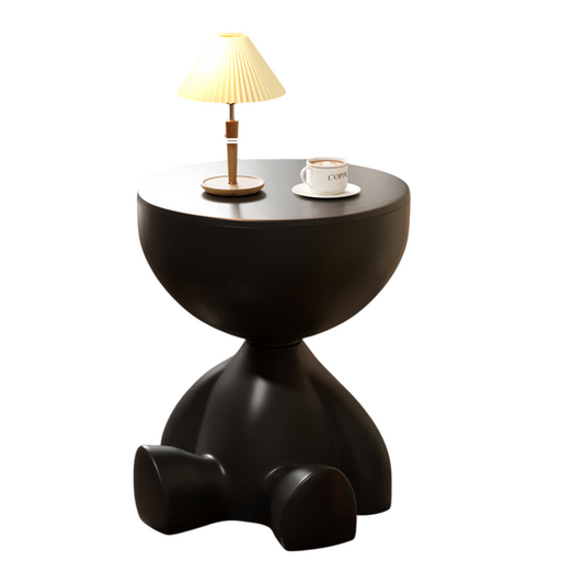 Black Character Side Table with Hidden Storage, 14.6 Inch Round Top