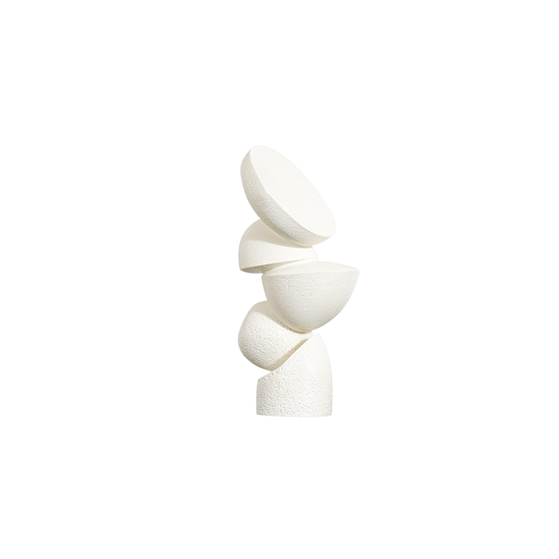 White Abstract Geometric Sculpture, Modern Stacked Tabletop Decor, 13.8 Inch