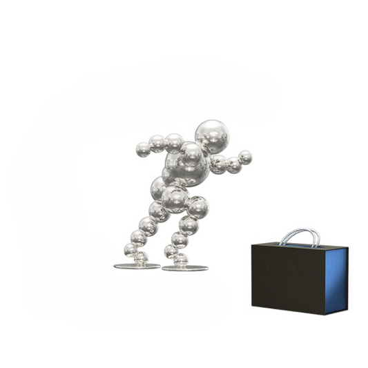 Abstract Metal Runner Sculpture, Silver Motivational Desk Decor, 5.8 Inch