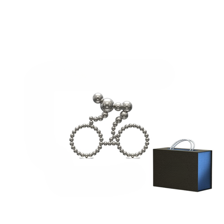 Metal Cyclist Sculpture, Modern Bicycle Rider Desk Decor, Silver