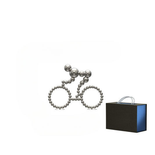 Metal Cyclist Sculpture, Modern Bicycle Rider Desk Decor, Silver