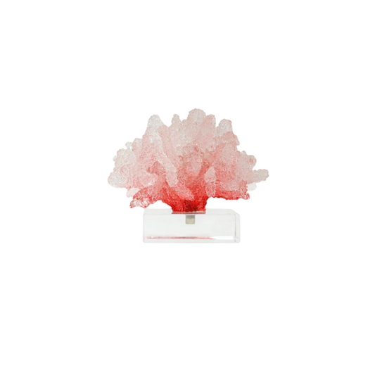Pink Coral Sculpture, Decorative Crystal Resin Tabletop Figurine