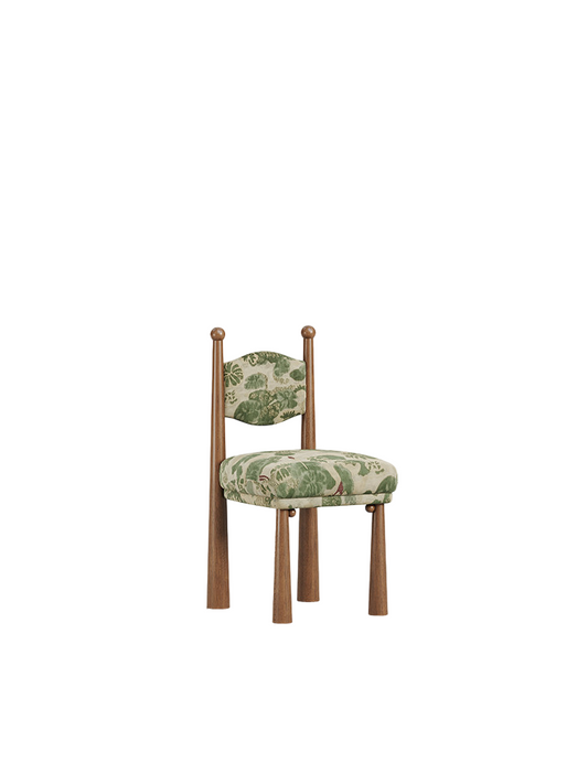 Green Floral Upholstered Solid Wood Dining Chair for Kitchen