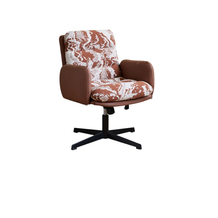 Brown Swivel Office Chair with 3D Jacquard and Adjustable Height
