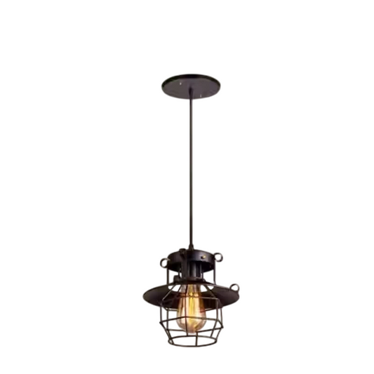 Industrial Cage Pendant Light, Vintage Loft Hanging Lamp with Metal Wire Guard, Single Head Rustic Ceiling Light for Cafe, Bar, Kitchen Island, Dining Room, Hallway