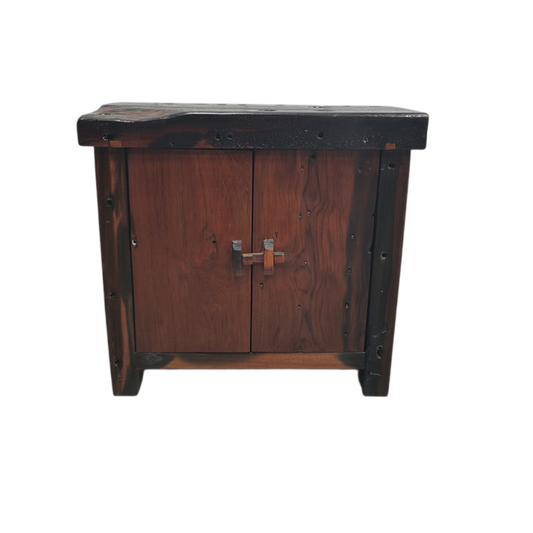 Reclaimed Wood Side Cabinet, Rustic 2 Door Storage Cabinet, Small Solid Wood Buffet Sideboard for Living Room, Dining Room, Kitchen, Tea Room and Entryway