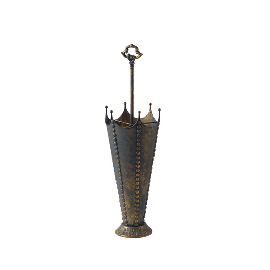 Antique Bronze Umbrella Stand, Vintage Metal Umbrella Holder for Entryway, Decorative Floor Umbrella Bucket with Handle for Hallway, Hotel Lobby, Office, Front Door Decor