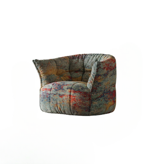 Modern Oversized Accent Chair, Upholstered Lounge Armchair with Jacquard Fabric &amp; High-Density Foam Cushion, Contemporary Barrel Reading Chair for Living Room, Bedroom, Apartment &amp; Hotel, Multicolor Abstract