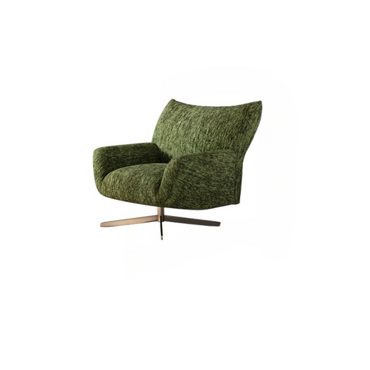 Green Chenille Swivel Accent Chair, High Back Upholstered Lounge Chair with Metal Rotating Base for Living Room, Bedroom, Reading Nook and Hotel Lounge