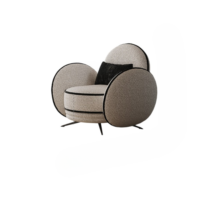 Cream Teddy Fleece Accent Chair with Round Arms, Modern Lounge Chair