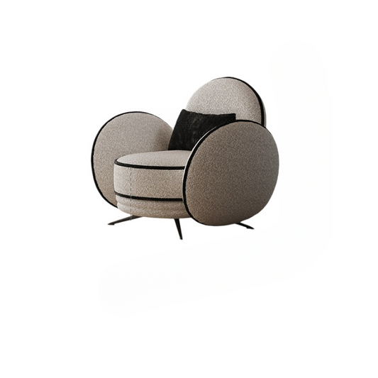 Cream Teddy Fleece Accent Chair with Round Arms, Modern Lounge Chair