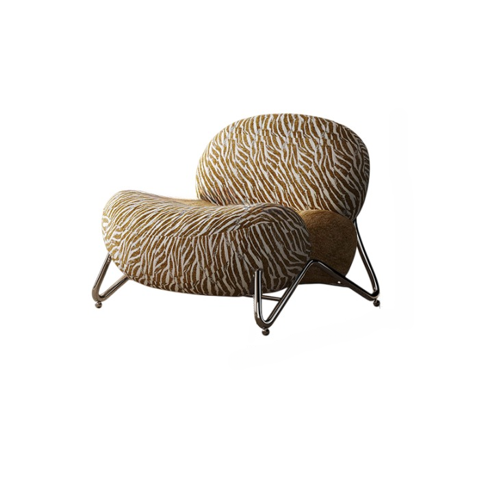 Caramel Tiger Stripe Chenille Accent Chair with Metal Legs