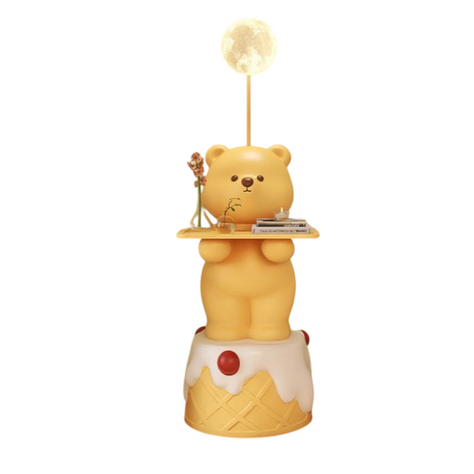 Yellow Resin Bear LED Floor Lamp with Tray Side Table