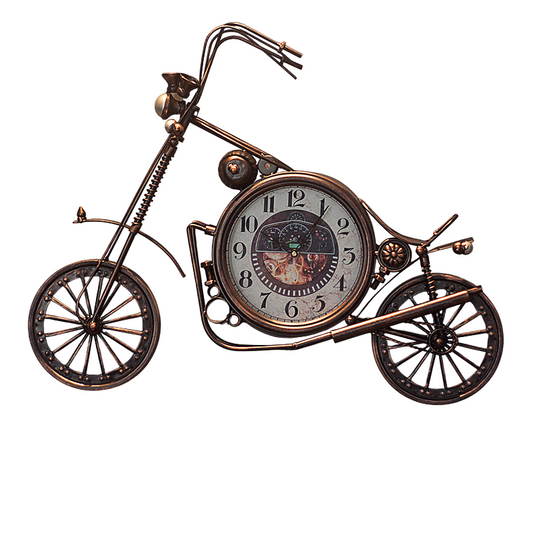 Vintage Motorcycle Wall Clock, 3D Metal Motorbike Wall Art with Antique Bronze Finish, Industrial Decorative Clock for Living Room, Garage, Bar, Cafe, Restaurant, Office