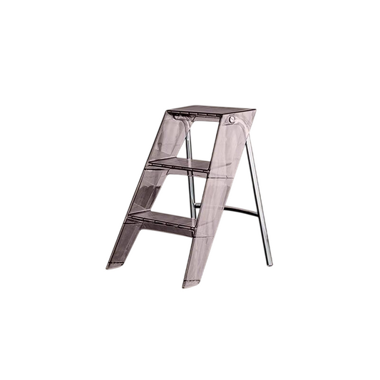 Transparent Brown 3 Step Folding Ladder, Acrylic Look Step Stool, Multi-Purpose Foldable Stepladder with Anti-Slip Treads for Kitchen, Closet, Bedroom, Living Room