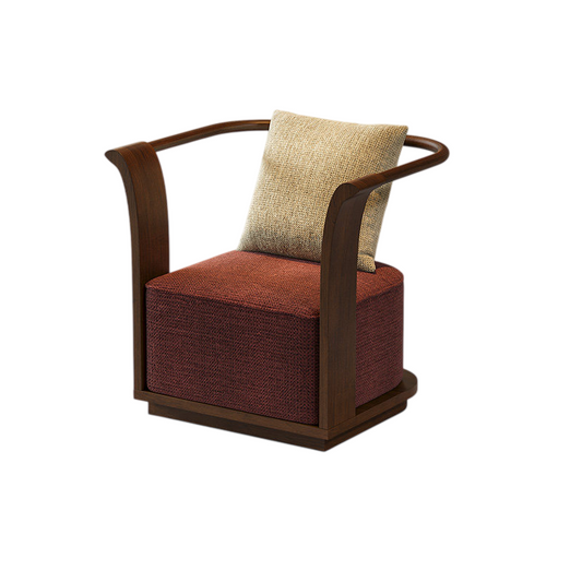 Burgundy Upholstered Accent Chair with Solid Wood Frame