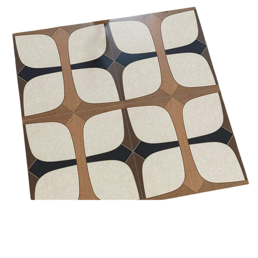 Vintage Pattern Porcelain Floor Tile Retro Wood Look Ceramic Tile Non Slip Rustic Floor Tile for Bathroom Kitchen Café Restaurant Patio (15.7 x 15.7 Inch)