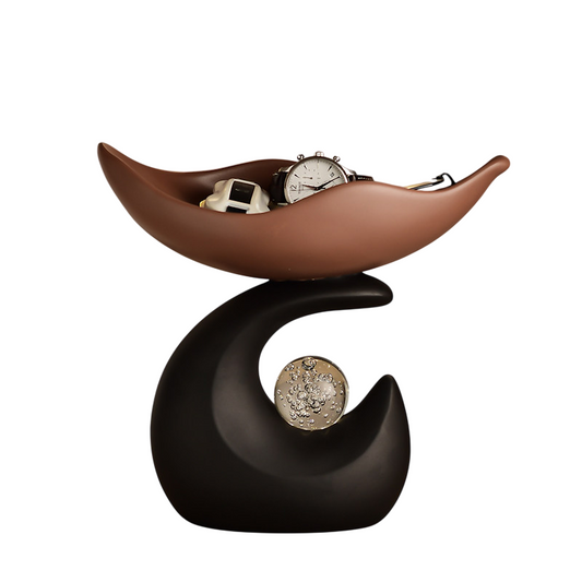 Brown Resin Key Bowl Tray for Entryway Tabletop Storage